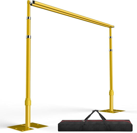 EMART Backdrop Stand Heavy Duty 10x10Ft, Double Crossbar Pipe and Drape Photo Background Support Kit, Adjustable Metal Frame with Flat Base for Wedding Birthday Party Decorations-Gold