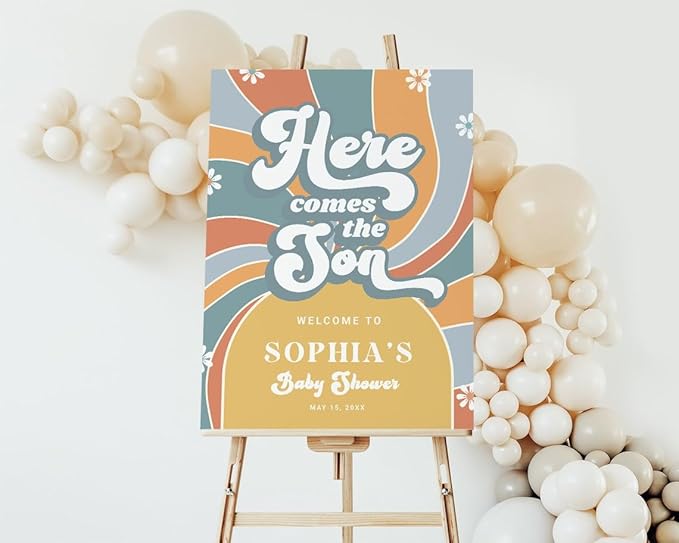 Groovy Baby Shower Welcome Sign, Baby Shower Sign, Welcome to Baby Shower Sign Personalized, Welcome Sign for Baby Shower, Baby Shower Welcome Sign with Stand, Custom Baby Shower Sign