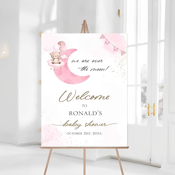 Baby Shower Sign, Custom Baby Shower Sign, Neon Rectangular Yard Sign, 12x18 inches, Plastic, Full Size