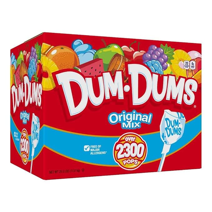 Dum Dums Original Mix 2,300 Count Box- All-Time Classic Flavors - Bulk Suckers, Lollipops Individually Wrapped, Candy Mix Variety Pack - Bulk Candy for Any Occasion