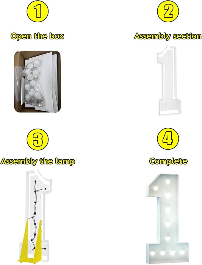 4FT Marquee Light Up Number, Giant Large Number PRE-CUT Foam Board Sign DIY Party Decor for Wedding, Birthday, Anniversary, Graduation, Holiday&Home Supplies (Number 3)