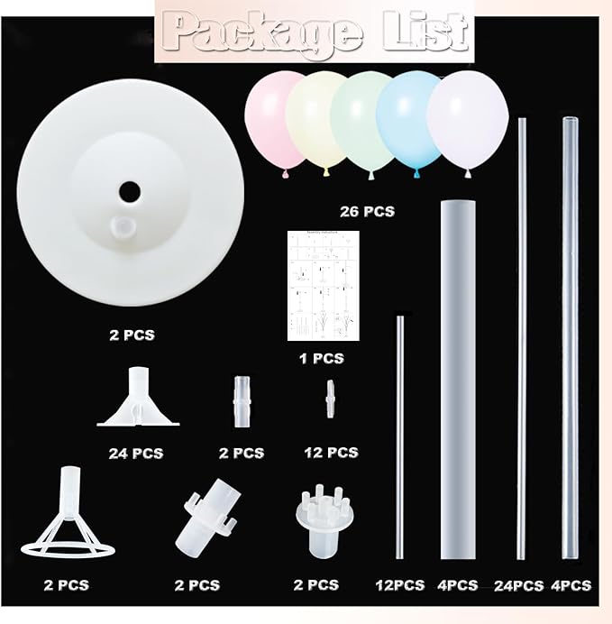 Balloon Column Kit Set of 2 With Balloons Included - Balloon Tower with Stand, Base, and Pole,Backdrop Decoration for Wedding, Baby Shower, Birthday Party, or Bachelorette Parties (Macaron)