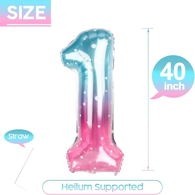 1 Balloon - Starry Sky Birthday Number Balloons, 40 Inch Large Foil Balloons for Men Women Boys Girls Starry Sky Themed Birthday Decorations