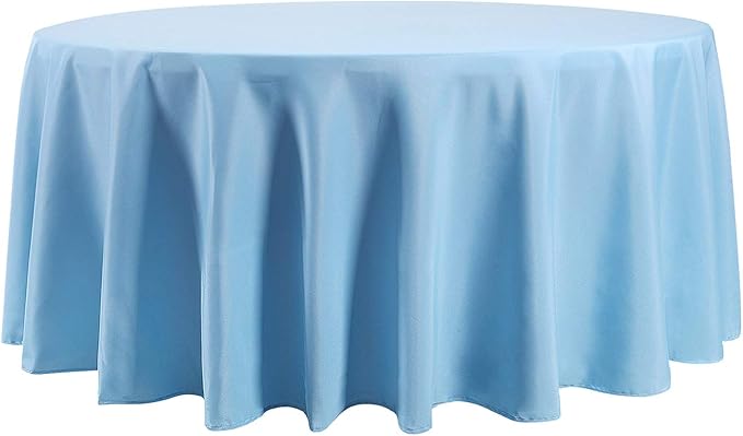 Cupuamon 108 inch Round Tablecloth Washable Polyester Table Cloth Decorative Table Cover for Wedding Party Dining Banquet（108 inch,Blue Mist）
