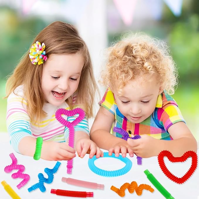 52 Pack Pop Tubes, Sensory Toys Party Favors For Kids 8-12 4-8 Fidget Toys For Anxiety Goodie Bag Stuffers Treasure Box Classroom Prizes Gifts for 3 4 5 6 7 8 9 Year Old Boys Girls Toddlers- 10 Colors