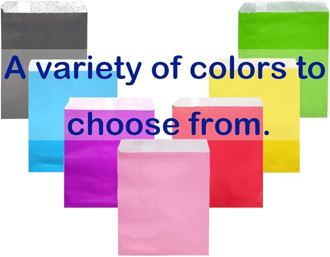 AZOWA Candy Buffet Bags Blue Color 6 x 9 In Large Paper Treat Bags Pack of 100