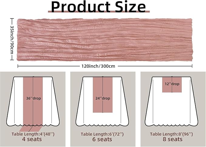 FEXIA 10 Pack Rose Pink Table Runner 35x120 Inches for Baby Shower Decoration Spring Easter Table Runner for Wedding Party First Communion Centerpiece Engagement Bridal Shower Boho Decoration