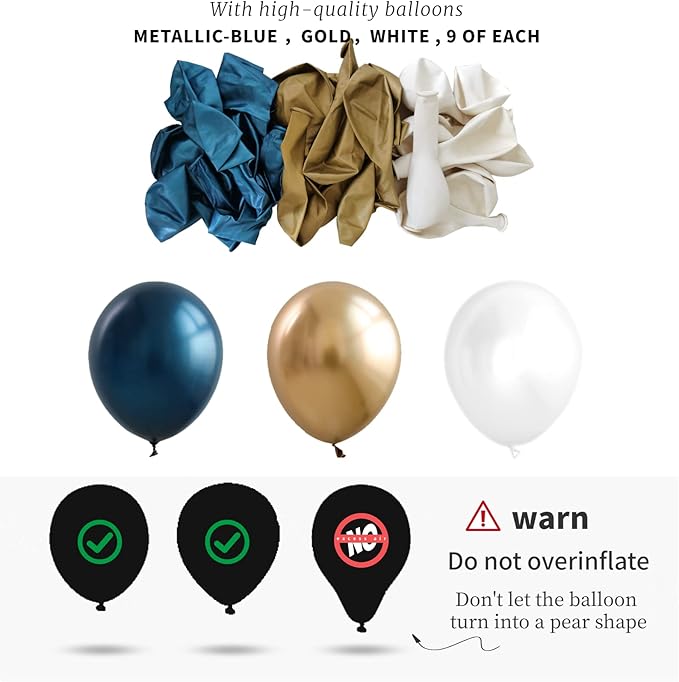 Balloon Column Kit for Floor- Set of 2,Balloon Columns with Stand, Base and Pole,Balloon Tower Backdrop Decoration for Wedding, Baby Shower, Birthday Party, or Bachelorette Parties (BLUE GOLD)