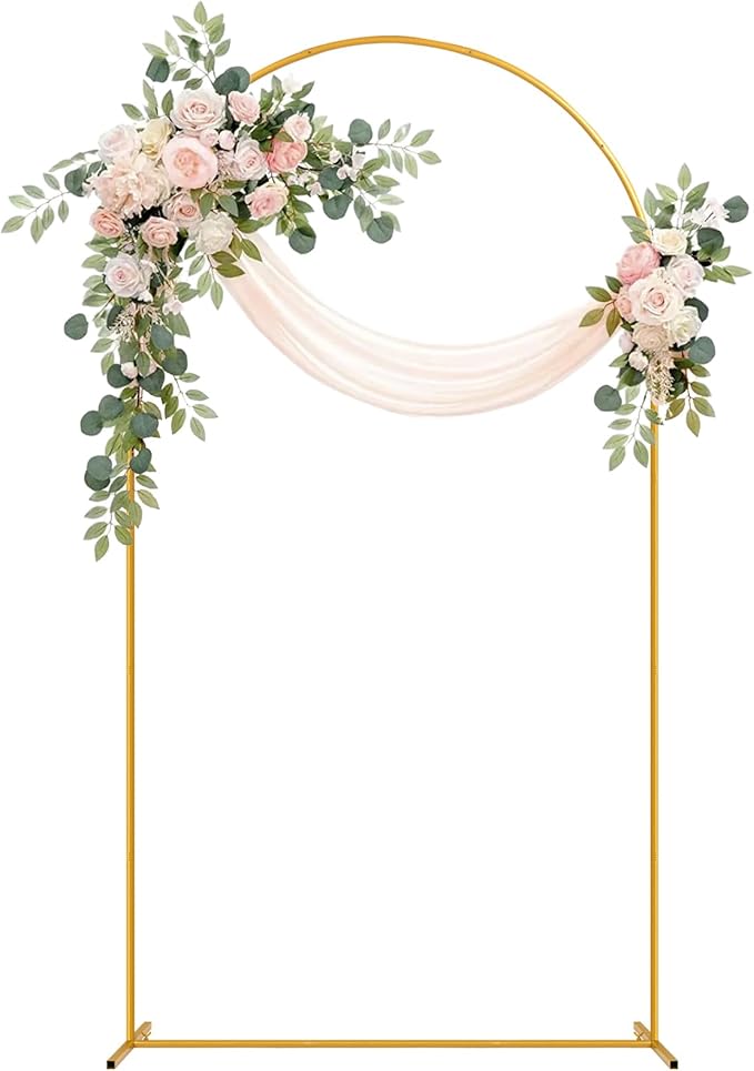 Tamodan 7.2 ft Arch Backdrop Stand, Gold Metal Wedding Arch Stand for Ceremony, Birthday Party, Bridal Baby Shower, Arch Stand for Floral, Balloon, Photo Booth Decorations