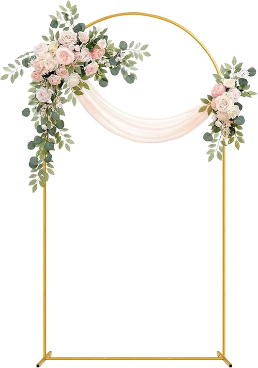 Tamodan 7.2 ft Arch Backdrop Stand, Gold Metal Wedding Arch Stand for Ceremony, Birthday Party, Bridal Baby Shower, Arch Stand for Floral, Balloon, Photo Booth Decorations