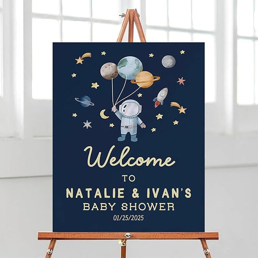 Outer Space Baby Shower Welcome Sign, Astronaut Planet Galaxy Rocket Baby Shower Sign, Welcome Sign for Baby Shower, Welcome Baby Shower Sign, Welcome to Baby Shower, Baby Shower Signs