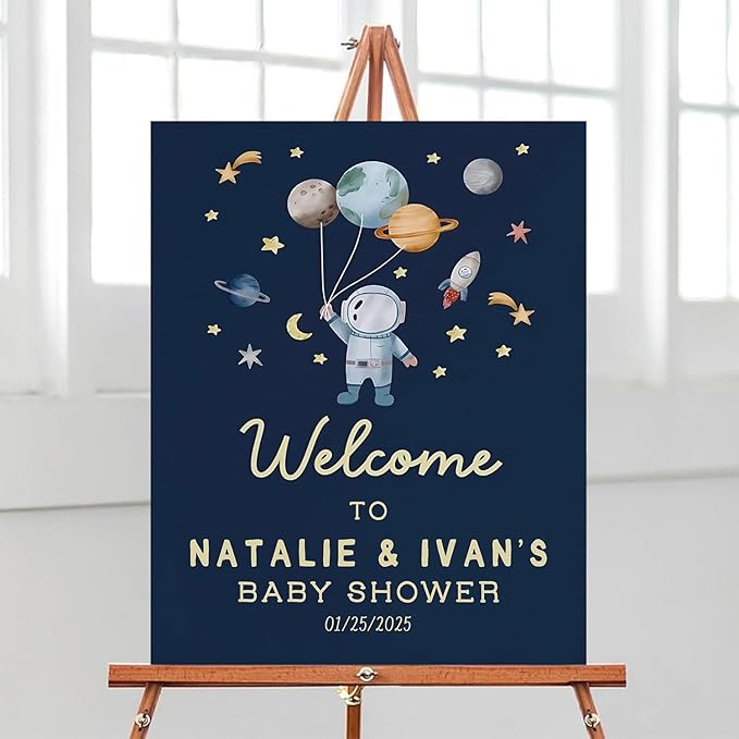 Outer Space Baby Shower Welcome Sign, Astronaut Planet Galaxy Rocket Baby Shower Sign, Welcome Sign for Baby Shower, Welcome Baby Shower Sign, Welcome to Baby Shower, Baby Shower Signs