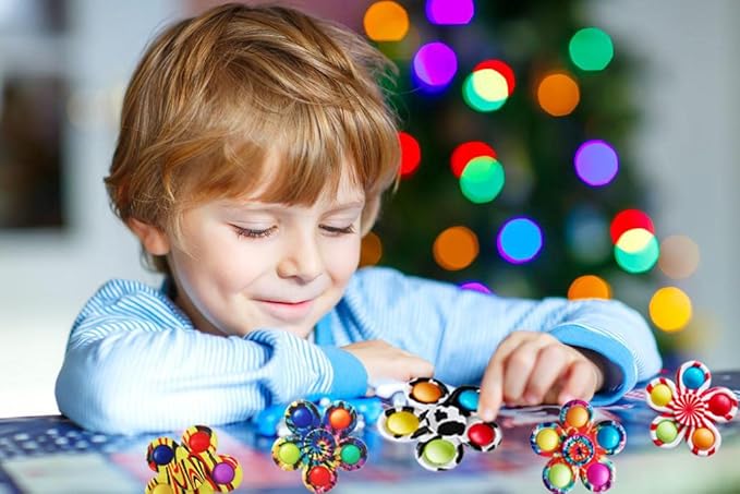 12 Pcs Fidget Spinners Pop Toys for Party Favors, Sensory Fidget Toys Bulk for Classroom Prizes, Easter Christmas Valentine Gifts for Kids Easter Basket Stuffers