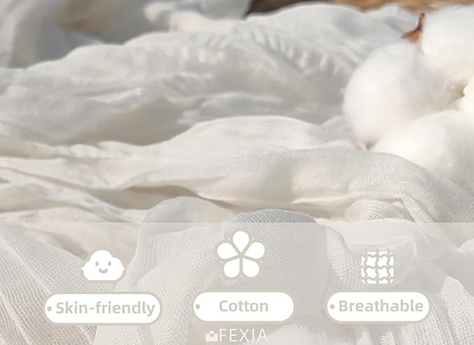 FEXIA 6 Pack White Cheesecloth Table Runner 35x120 Inches for Wedding Party Decorations Spring Easter Table Runner for Bridal Shower Engagement First Communion Centerpiece for Table (White)