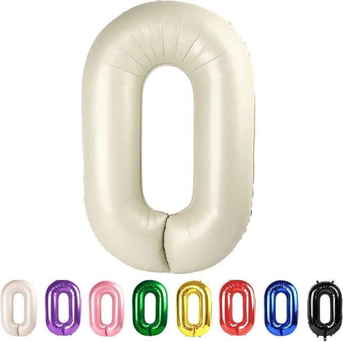 0 Balloons Numbers Birthday Decorations for Women Men, Number Balloons 40 In, Cream Birthday Party Decorations Big Balloons for 10 20 30 Wedding, Celebration Party, Graduations