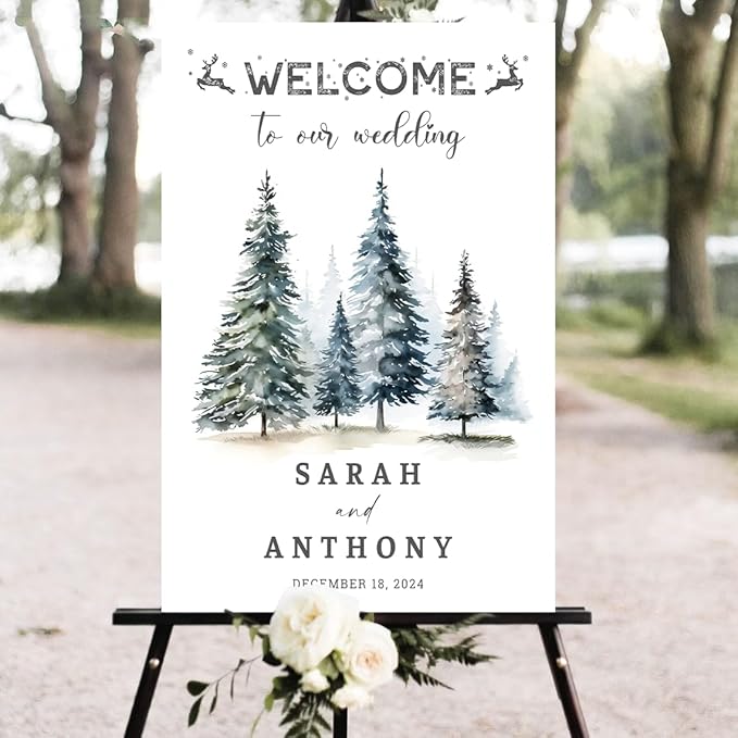 Personalized Christmas Wedding Welcome Sign, Holiday Welcome Sign, Tis the Season to be Married Sign, Winter Wedding Sign, Winter Wedding Decor, Custom Christmas Wedding Sign #14