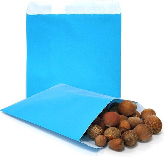 AZOWA Candy Buffet Bags Blue Color 6 x 9 In Large Paper Treat Bags Pack of 100