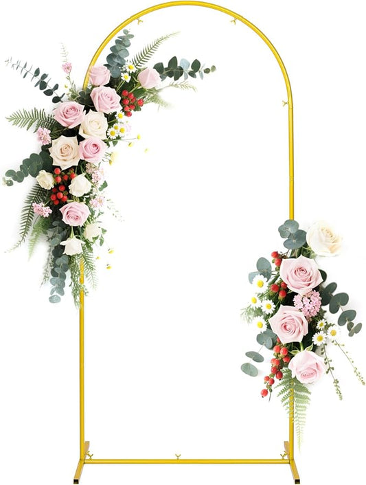 Wedding Arch Backdrop Stand 7.2FT Gold Metal Arch Backdrop Stand for Wedding Baby Shower Birthday Party Balloon Arch Stand Graduation Celebration Decorations