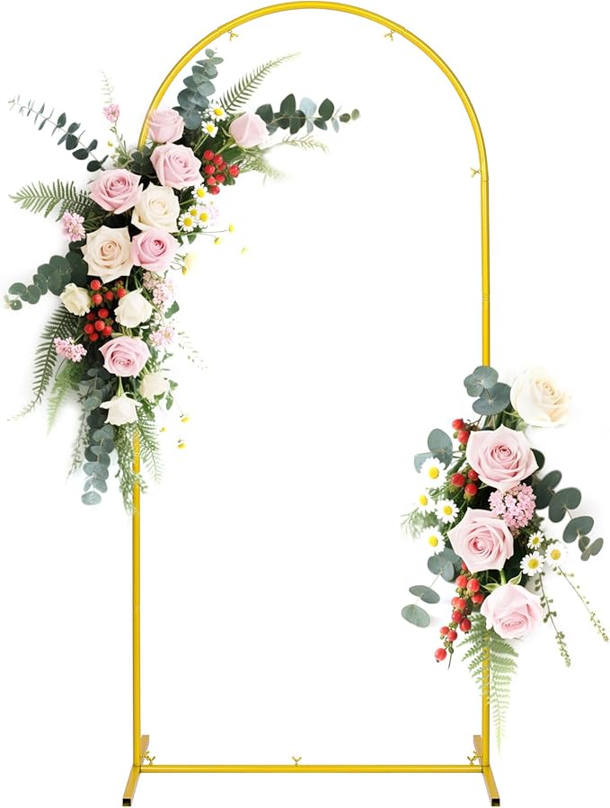 Wedding Arch Backdrop Stand 6FT Gold Metal Arch Backdrop Stand for Wedding Baby Shower Birthday Party Balloon Arch Stand Graduation Celebration Decorations