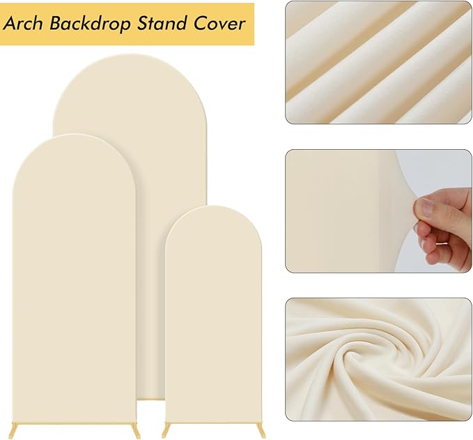 Wedding Arch Backdrop Stand Set of 3, (4, 5, 6) Metal Arch Backdrop Stand with Wedding Arch Cover, Wedding Balloon Arch Backdrop Stand for Birthday, Baby Shower, Anniversary