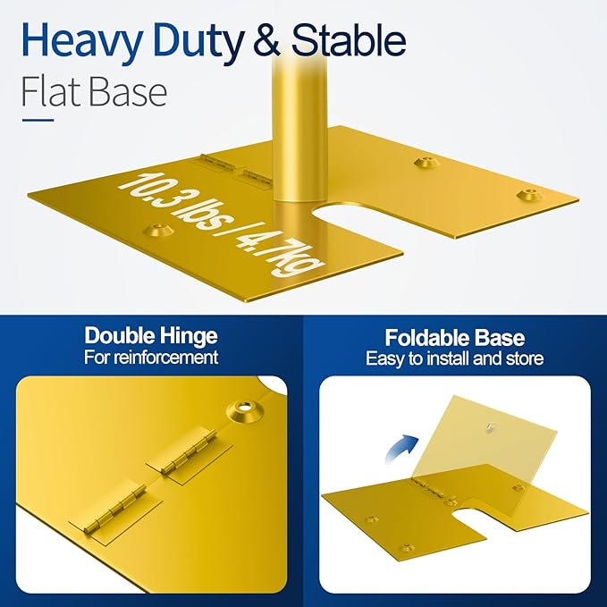 Pipe and Drape Backdrop Stand, 10x10ft Heavy Duty Adjustable Backdrop Frame with Metal Base, Background Holder for Parties Photography Wedding Photoshoot Decoration - Gold