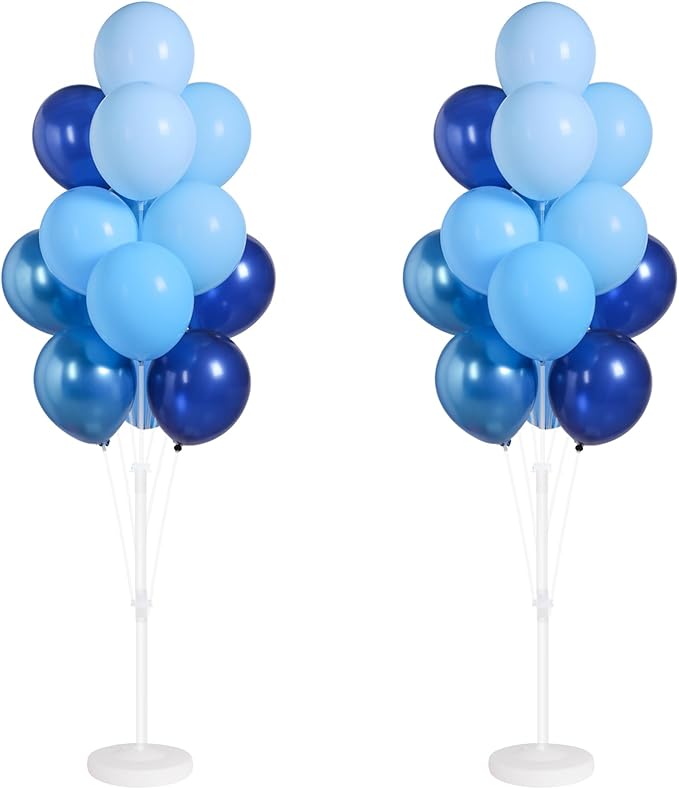 Balloon Sticks with Base for Floor or Table,Metallic Pearl Baby Blue 10inch Balloon Column Stand Kit with Balloons,Base&Pole,Backdrop Decoration for Party Wedding Baby Shower Birthday Graduation