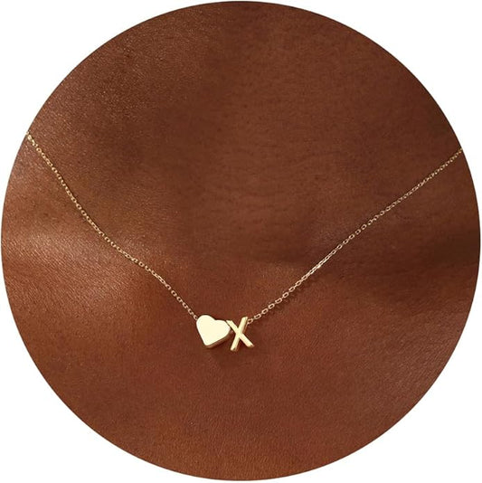 Turandoss Christmas Gifts for Grandkids - Dainty 18K Gold Plated Tiny Heart Initial A-Z Letter Pendant Necklace Stocking Stuffers for Teen Girls Jewelry