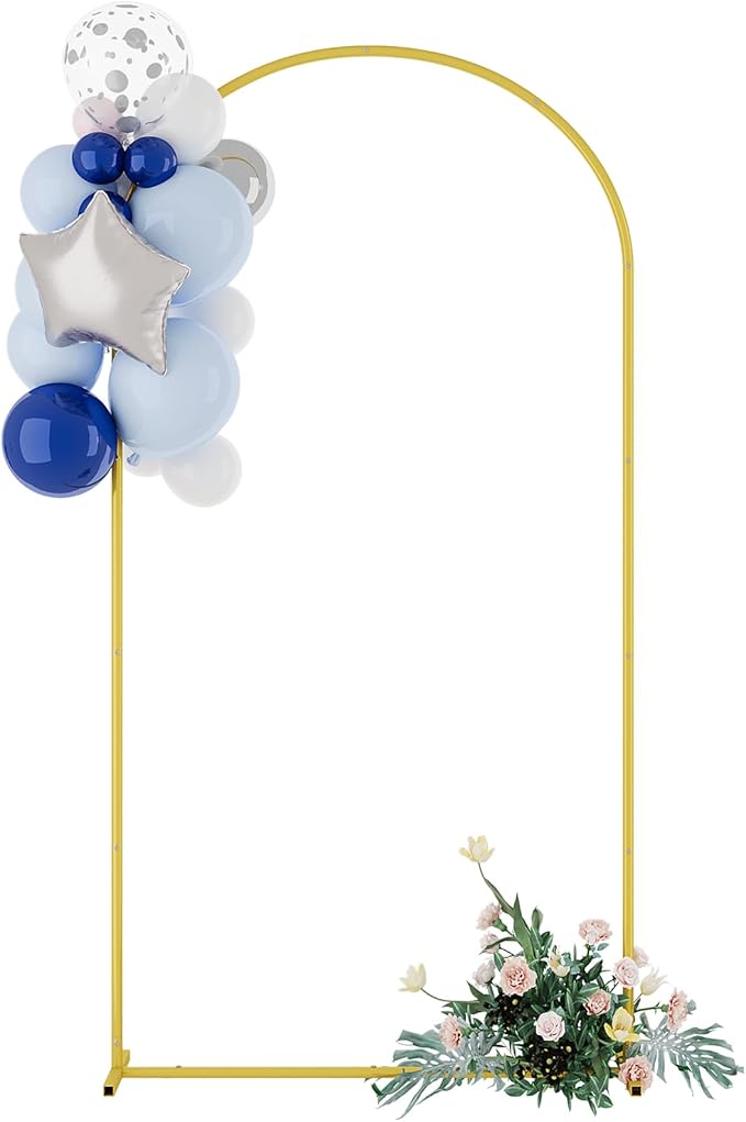 UDEAR 6.6FT Metal Arch Backdrop Stand,for Wedding Backgrounds Climbing Plants Event Decorations Outdoor Ceremonies,Gold