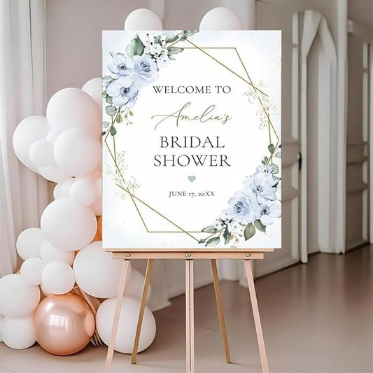 Dusty Blue Bridal Shower Welcome Sign, Bridal Shower Poster, Personalized Bridal Shower Sign, Welcome To Bridal Shower Sign, Bridal Shower Decorations