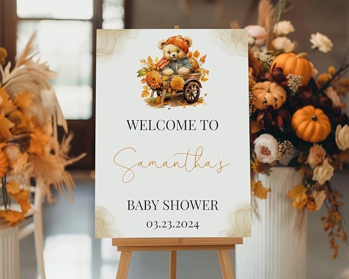 Baby Shower Welcome Sign, Baby Shower Signs, Bear Baby Shower Sign, Pumpkin Baby Shower Sign, Welcome Sign for Baby Shower, Custom Baby Shower Sign, Baby Shower Sign, Baby Shower Yard Sign#TUU13