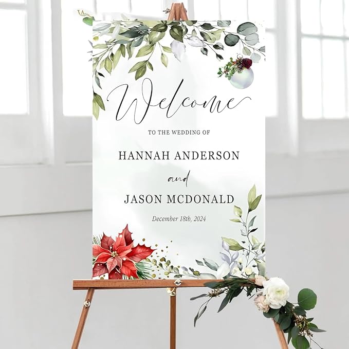 Personalized Christmas Wedding Welcome Sign, Holiday Welcome Sign, Tis the Season to be Married Sign, Winter Wedding Sign, Winter Wedding Decor, Custom Christmas Wedding Sign #2