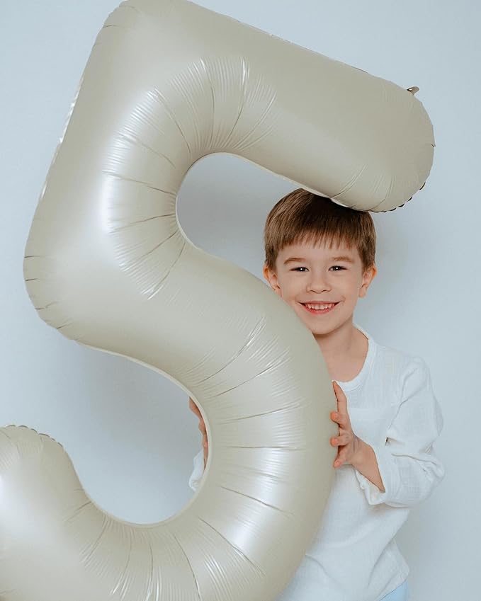 0 Balloon - Cream Birthday Number Balloons, 40 Inch Large Foil Balloons for Men Women Boys Girls Cream Themed Birthday Decorations