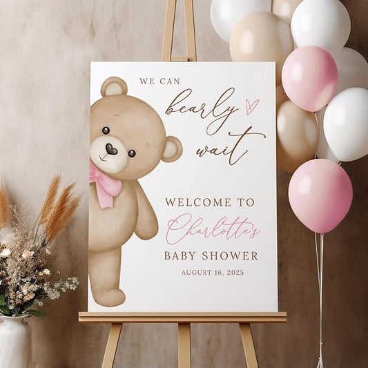 We Can Bearly Wait Baby Shower Welcome Sign, Bear Baby Shower Sign, Baby Shower Welcome Sign, Welcome Sign for Baby Shower, Welcome Baby Shower Sign, Welcome to Baby Shower, Baby Shower Signs