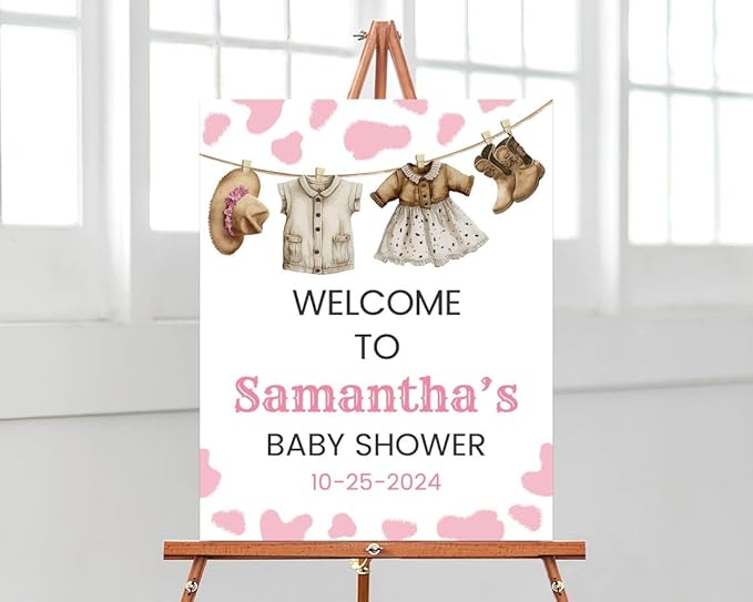 A Little Cowgirl Baby Shower Welcome Sign, Wild West Baby Shower Sign, Pink Cowgirl Baby Shower Sign, Welcome Sign for Baby Shower, Welcome Baby Shower Sign, Welcome to Baby Shower, Baby Shower Signs