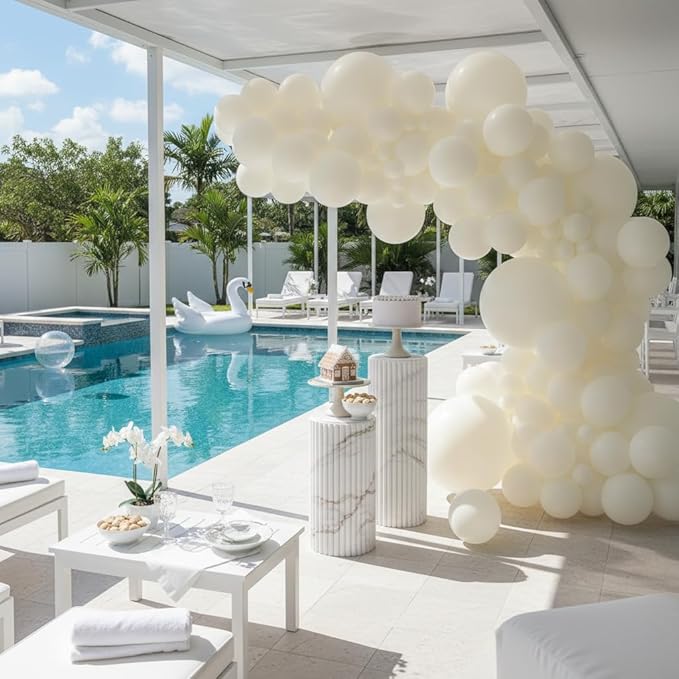 Balloon Garland Arch Kit – 146 Pcs White Balloons for Baby Shower, Birthday, Gender Reveal, Wedding Party – DIY Kit by Vellax™