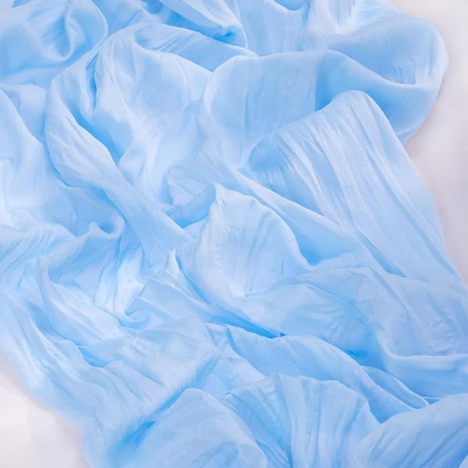 MLMC 8 Pack Baby Blue Table Runner Light Blue Cheesecloth Table Runner 10ft Rustic Gauze Blue Cheese Cloth Baby Shower Decor 35x120 Inches for Gender Reveal Birthday Wedding Party Decor