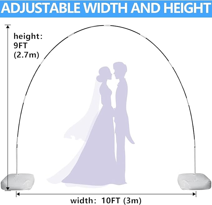 Balloon Arch Kit – 9FT Tall & 10FT Wide Adjustable Stand Frame for Wedding, Baby Shower, Birthday Party – Garden Arbors, Plant Support, Photo Backdrop Decor
