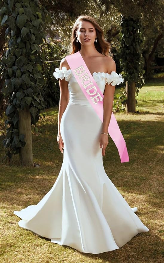 Bachelorette Pearl Bride to Be Sash Bridal Satin Ribbon Stole Bachelorette Clothes Accessories for Women