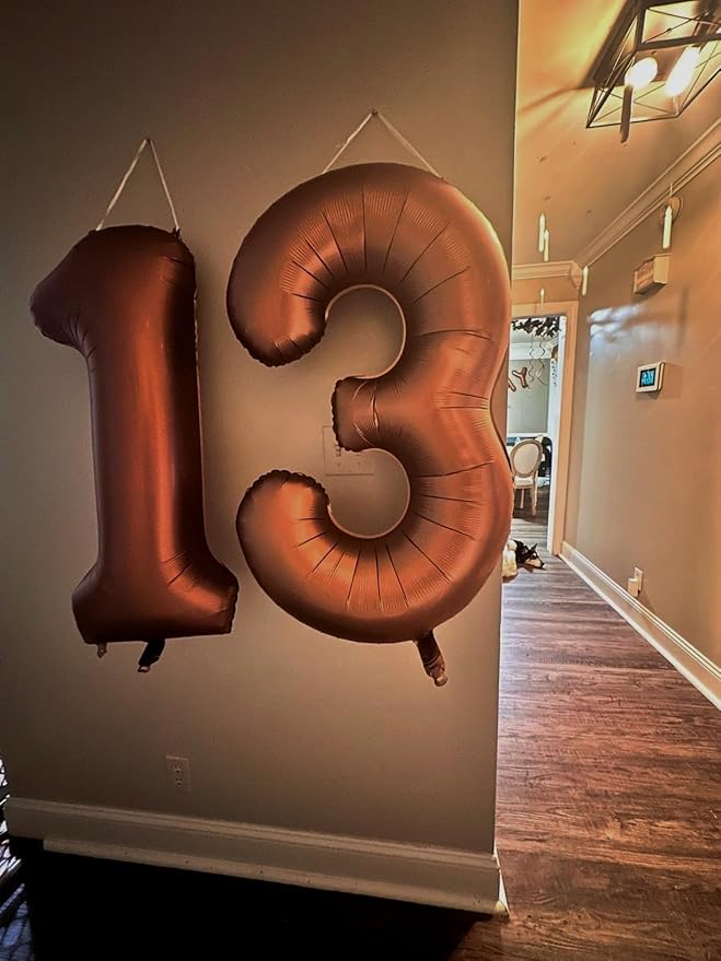 1 Balloon Number 40 Inch Jumbo Mylar Foil Balloons for Girl Boy Men Women, Coffee Brown One Giant Balloons for 1st 1 11 21 Birthday Decorations Baby Shower Photo Shoot