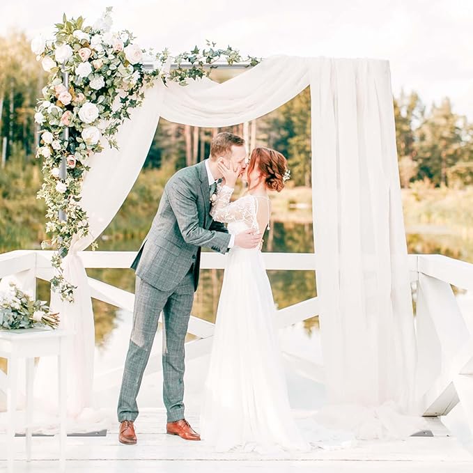 Jiang&Rong 10x10Ft Double Crossbar Backdrop Stand - Pipe and Drape Heavy Duty Adjustable Metal Frame with Drape Kit, Photographic Studio Backdrop Stand for Wedding, Birthday Party, Banquet Decorations