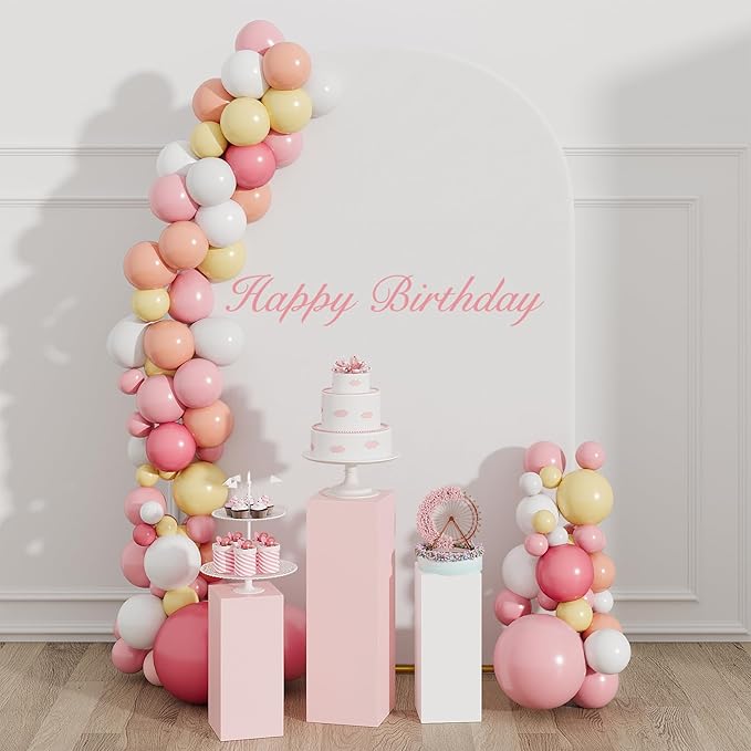 UDEAR 7.2FT Metal Arch Stand with White Cover, Arc Design with Fitted Cover, for Weddings, Parties, Baby Showers, Climbing Plants, Photo Backdrops