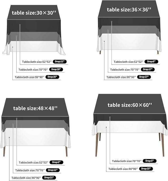 Ascoza 2pack 70x70 Inch Ivory Square in Polyester Fabric Tablecloth for Wedding,Banquet,Restaurant and Parties