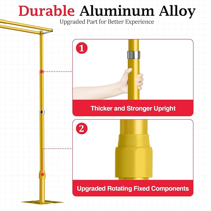 EMART Backdrop Stand Heavy Duty 8.9x10Ft, Double Crossbar Pipe and Drape Photo Background Support Kit, Adjustable Metal Frame with Flat Base for Wedding Birthday Party Decorations-Gold