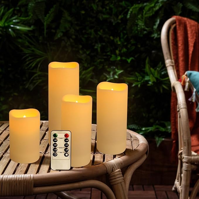 36 Pack Waterproof Flameless LED Candles - Outdoor Battery Operated Candles with Remote & Timer, Realistic Flickering Flame, Safe for Porch, Patio, Weddings, Parties & Home Decor