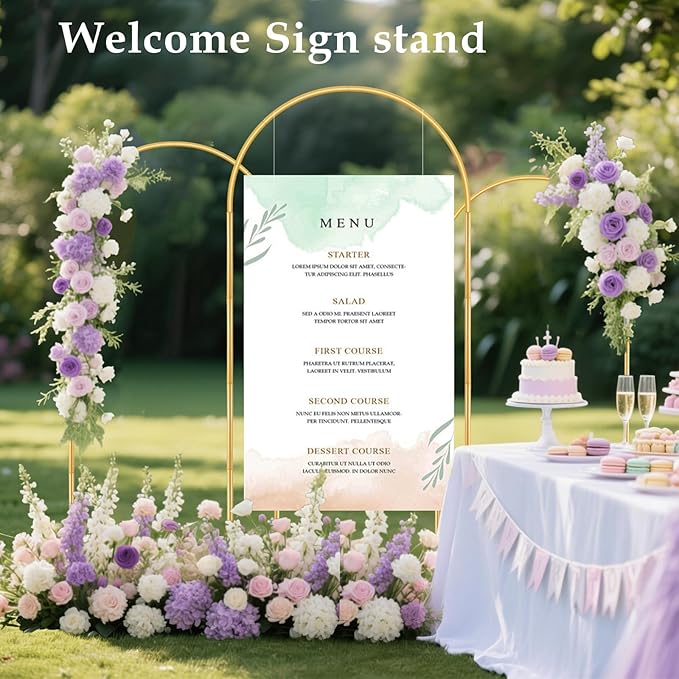 Metal Arch Backdrop Stand Set of 3(7.2 ft, 6.6 ft, 6 ft) Party Arch Stands for Wedding, Birthday, Baby Shower, Bridal Shower, Balloon Arched Frame for Garden Decor, Gold Floral Arches, 3 Pieces