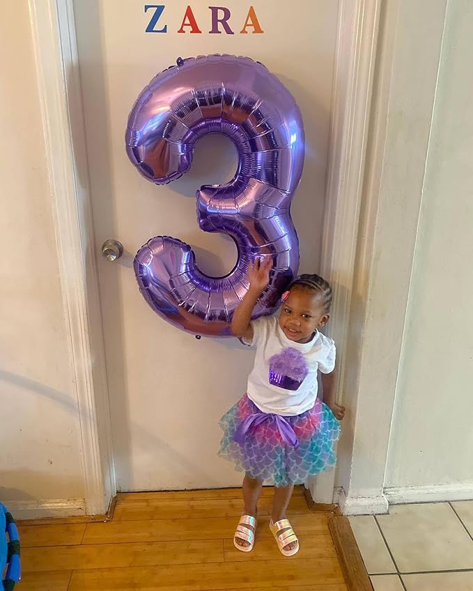 0 Balloon - Purple Birthday Number Balloons, 40 Inch Large Foil Balloons for Men Women Boys Girls Purple Themed Birthday Decorations