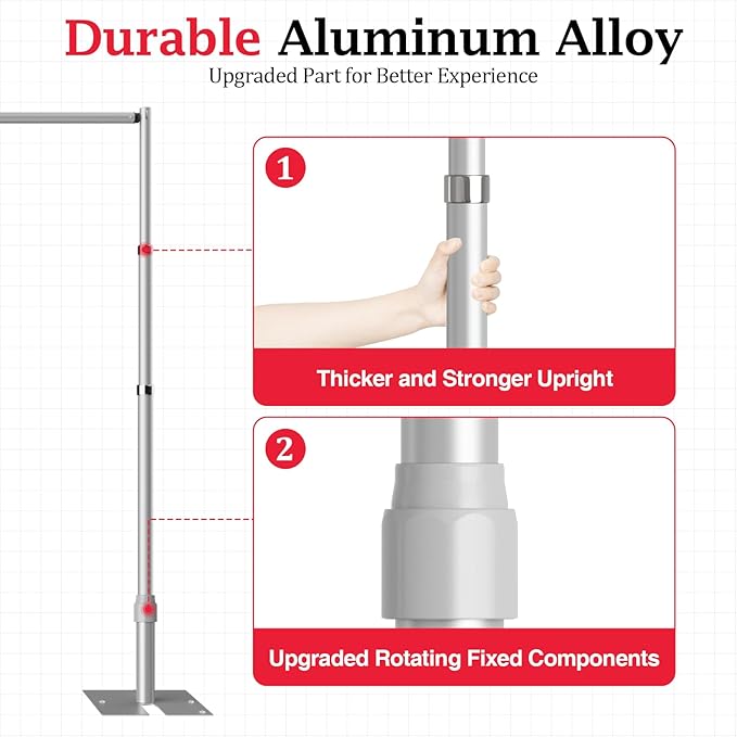 EMART Pipe and Drape Backdrop Stand Kit, 8.9ftx10ft Heavy Duty Adjustable Photo Background, Metal Frame with Flat Base for Wedding, Birthday Party, Banquet Decorations - Silver