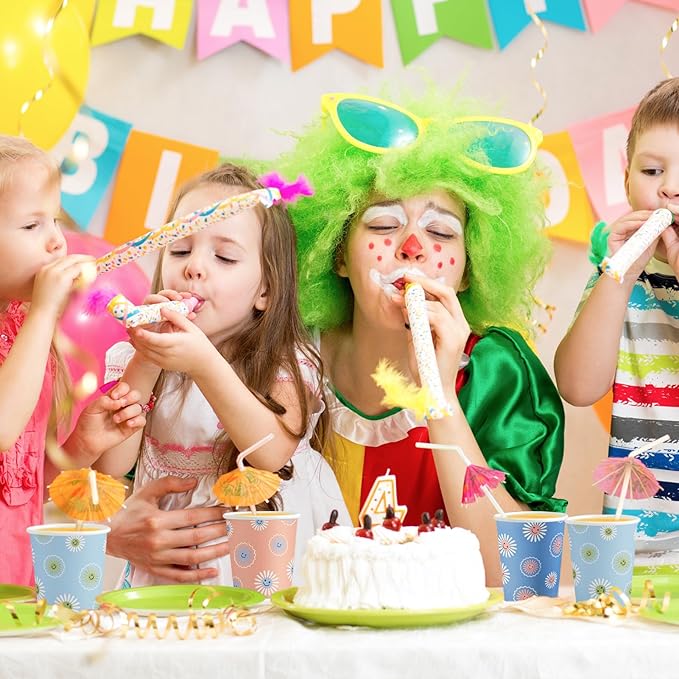 SIUQ 300 Pack Paper Cups 8 oz, Disposable Coffee Cups, Paper Coffee Cups 8 oz, Colourful Hot/Cold Beverage Drinking Cup for Water Juice or Tea, Office Party Home Travel - Daisy