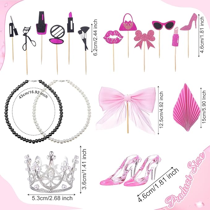 1 Set Makeup Cake Topper Decorations Cosmetics Theme Bridal Cake Topper Party Lipstick Perfume Picks for Bridal Shower Birthday Party (Classic Style)