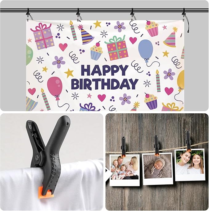 6 Pack 4.5 Inch Heavy Duty Spring Clamps + 6 Pack Backdrop Clips, Elastic Nylon Backdrop Clamps Holder Background Clips for Video Photography Background Support, Canvas, Creation and Home Use